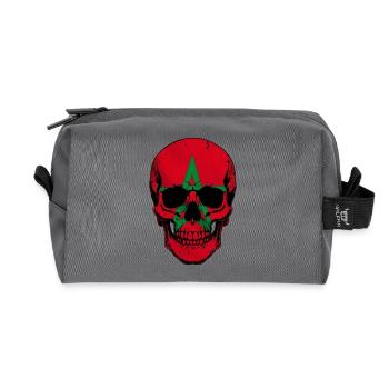 Moroccan Skull - Crâne avec le drapeau du Maroc - Trousse de toilette en tissu recyclé - anthracite - Devant