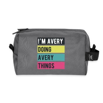 Ich mache Avery Things Retro-Farben - Recycelte Kulturtasche - Anthrazit - Vorne