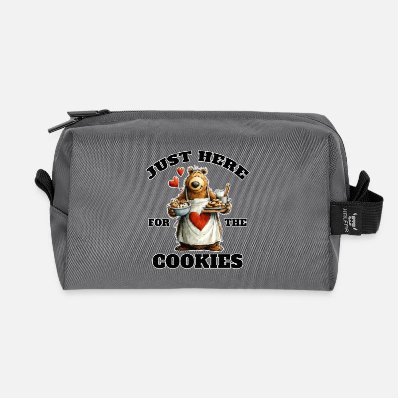 Süßer Bär Just Here For The Cookies - Recycelte Kulturtasche - Anthrazit