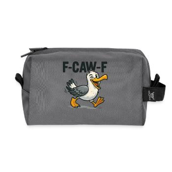 Funny Seagull Saying, F Caw F - Recycled Toiletry Zip Bag - anthracite - Front