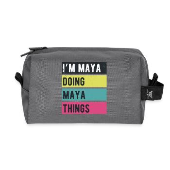 Ich bin Maya und mache Maya-Dinge Retro-Farben - Recycelte Kulturtasche - Anthrazit - Vorne