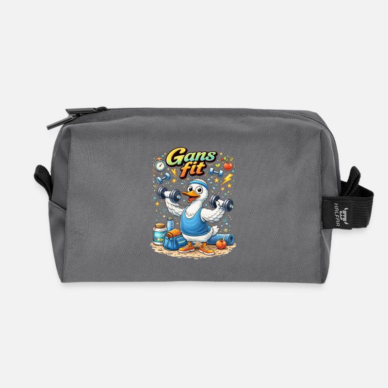 Gans Fit Kraftheld Cartoon - Recycelte Kulturtasche - Anthrazit