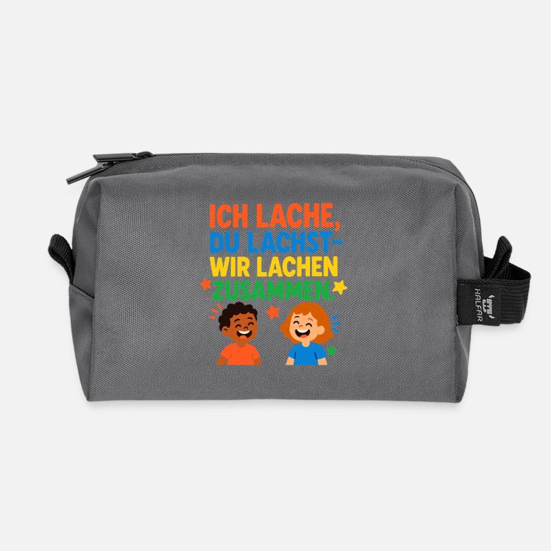 Wir lachen zusammen Spruch Design - Recycelte Kulturtasche - Anthrazit
