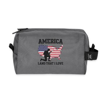 America Land que j’aime soldat patriote - Trousse de toilette en tissu recyclé - anthracite - Devant