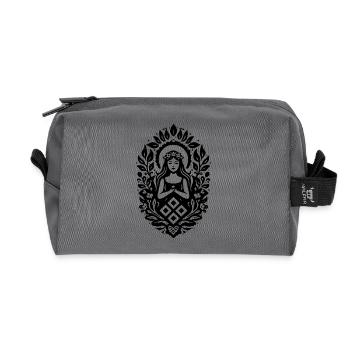 Mokosh Minimal Slavic Goddess Symbol - Recycled Toiletry Zip Bag - anthracite - Front