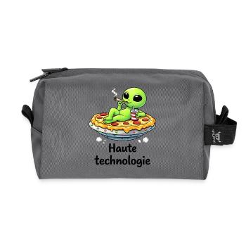 High tech – Alien relax and quirky humor - Recycled Toiletry Zip Bag - anthracite - Front