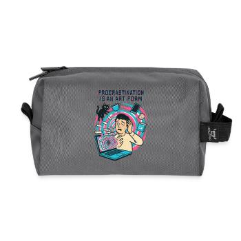 Procrastination : L'Art du Télétravail et du Rush - Trousse de toilette en tissu recyclé - anthracite - Devant