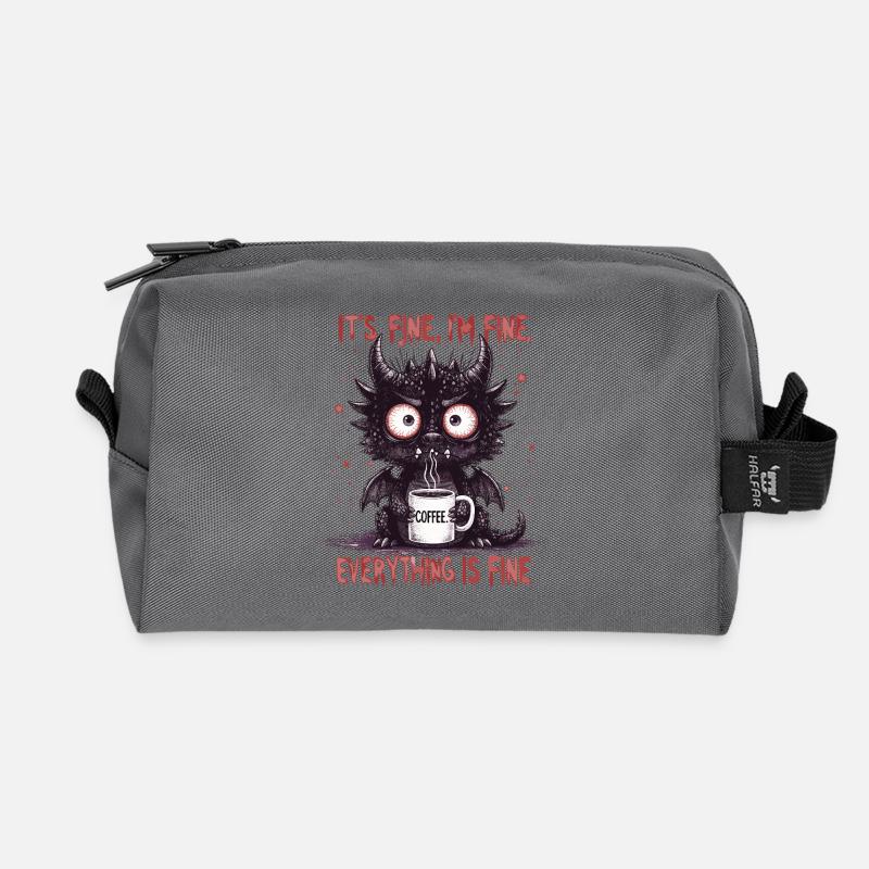 Its Fine Im Fine Coffee Dragon Humor - Recycelte Kulturtasche - Anthrazit