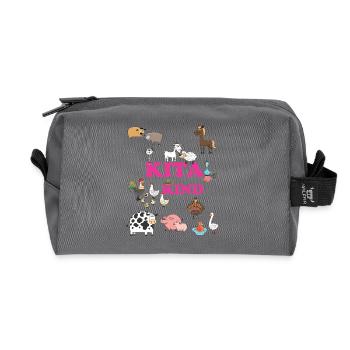Kita Kind Tierwelt – Bunte Tiere - Recycelte Kulturtasche - Anthrazit - Vorne