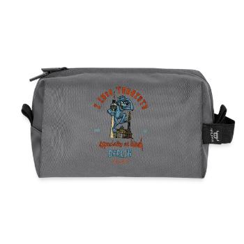 J’adore les touristes, surtout au déjeuner - Trousse de toilette en tissu recyclé - anthracite - Devant