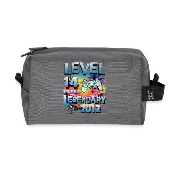 Level 14 years Unlocked since 2012 Birthday - Recycled Toiletry Zip Bag - anthracite - Front