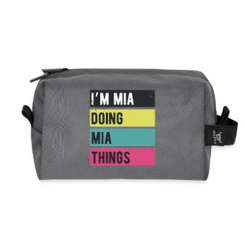 Ich bin Mia Mache Mia Dinge Retrofarben - Recycelte Kulturtasche - Anthrazit - Vorne