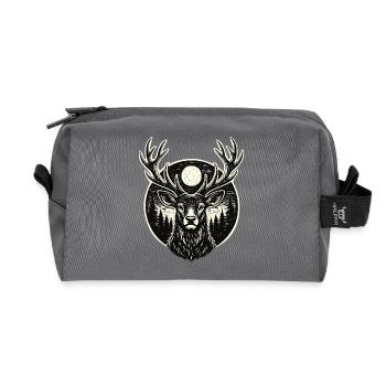 Forest Spirit – Stag in Woodcut Style - Recycled Toiletry Zip Bag - anthracite - Front
