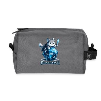 Je suis sur une lancée – Jeu de rôle Dice Wolf - Trousse de toilette en tissu recyclé - anthracite - Devant