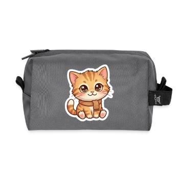 Chaton orange douillet en écharpe - Trousse de toilette en tissu recyclé - anthracite - Devant