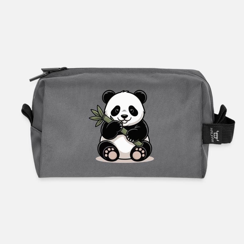 Panda Bambus - Recycelte Kulturtasche - Anthrazit
