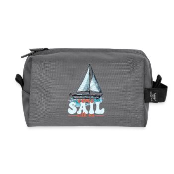 Viens naviguer avec moi, capitaine de voile - Trousse de toilette en tissu recyclé - anthracite - Devant
