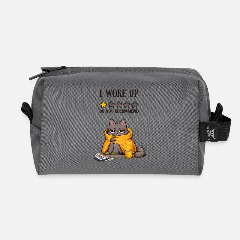 I Woke Up – Do Not Recommend (Müde Katze) - Recycelte Kulturtasche - Anthrazit