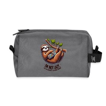 I'm Not Lazy – Power Saving Mode - Recycled Toiletry Zip Bag - anthracite - Front