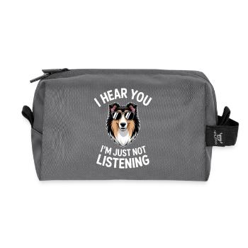 Dictions du collie à poils longs cadeau du collie à poils longs - Trousse de toilette en tissu recyclé - anthracite - Devant
