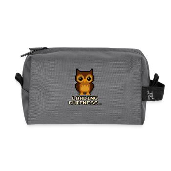 Pixel Owls Loading Cuteness - Recycled Toiletry Zip Bag - anthracite - Front