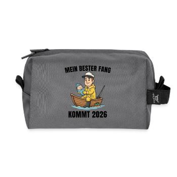 Paternity 2026 Angler-to-be Dad - Recycled Toiletry Zip Bag - anthracite - Front