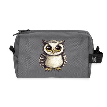 Nachtwald Eulenillustration mit großen Augen - Recycelte Kulturtasche - Anthrazit - Vorne