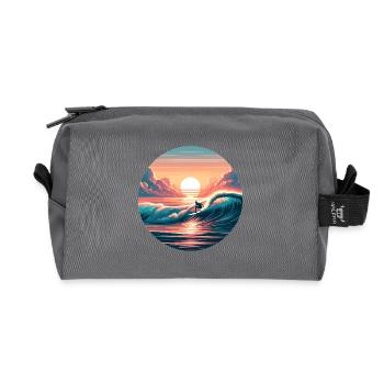 Sunset Surf Wave - Recycled Toiletry Zip Bag - anthracite - Front
