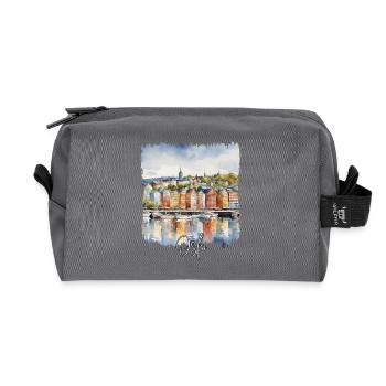 Aquarelle d’Oslo, Oslo, Norvège - Trousse de toilette en tissu recyclé - anthracite - Devant