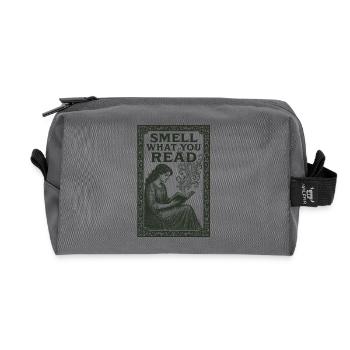 Sens ce que tu lis | Odeur de livre - Trousse de toilette en tissu recyclé - anthracite - Devant
