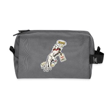 Fart Skeleton Zombie Hand Sticker - Recycled Toiletry Zip Bag - anthracite - Front