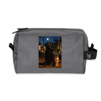 Nachtpudel mit Sonnenbrille - Recycelte Kulturtasche - Anthrazit - Vorne