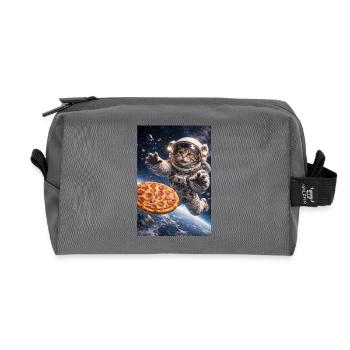 Astronautenkatze rettet Pizza im All - Recycelte Kulturtasche - Anthrazit - Vorne
