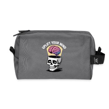 Skull and Floating Brain, uplift your mind - Recycled Toiletry Zip Bag - anthracite - Front