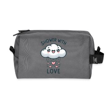Nuage de pluie d’amour avec des cœurs - Trousse de toilette en tissu recyclé - anthracite - Devant