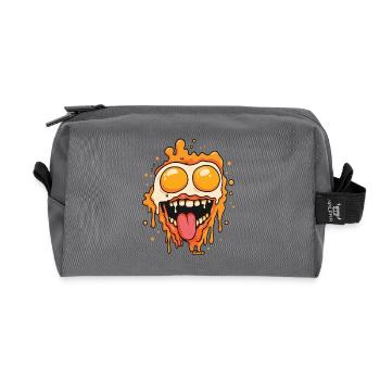 Visage fondant avec des yeux d’œuf au plat - Trousse de toilette en tissu recyclé - anthracite - Devant