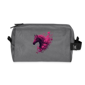 Magenta Horse with Flower Swirl - Recycled Toiletry Zip Bag - anthracite - Front