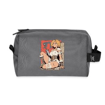 Blonde warrior with sword in manga style - Recycled Toiletry Zip Bag - anthracite - Front
