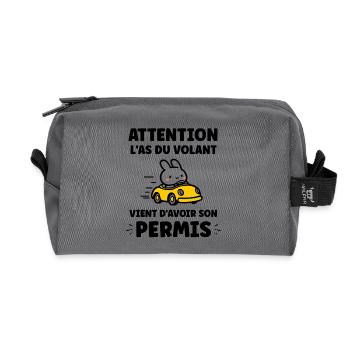 Humour j'ai mon permis de conduire - Trousse de toilette en tissu recyclé - anthracite - Devant
