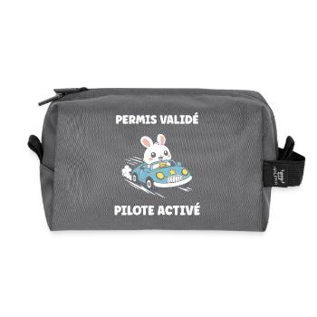 Humour j'ai mon permis de conduire - Trousse de toilette en tissu recyclé - anthracite - Devant