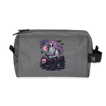 Ghost in the boat with moon and bat - Recycled Toiletry Zip Bag - anthracite - Front
