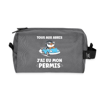 Driver's license humor - Recycled Toiletry Zip Bag - anthracite - Front