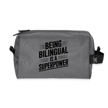 Foreign Language Sayings Funny Foreign Language Gift - Recycled Toiletry Zip Bag - anthracite - Front
