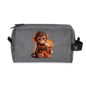 Süßer Baby Affe gibt Faustschlag Monkey Punch - Recycelte Kulturtasche - Anthrazit - Vorne