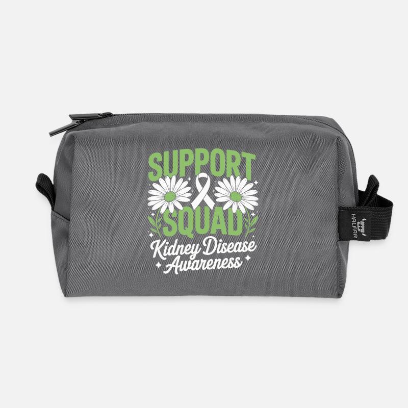 Support Squad Kidney Awareness - Recycled Toiletry Zip Bag - anthracite