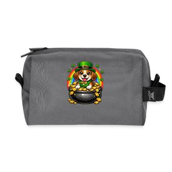 Beagle Leprechaun Jour de la Saint-Patrick - Trousse de toilette en tissu recyclé - anthracite - Devant
