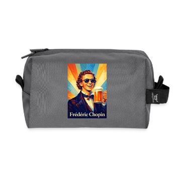 Retro Beer Portrait in Warm Sunbeams - Recycled Toiletry Zip Bag - anthracite - Front