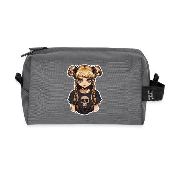 Skull Braid Goth Girl Tee - Recycled Toiletry Zip Bag - anthracite - Front