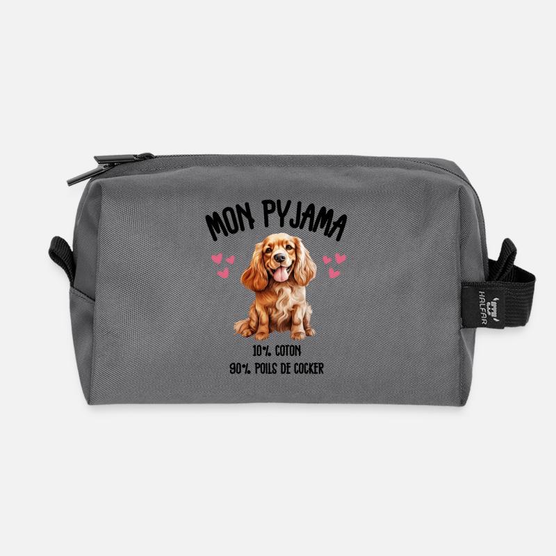 Lustige Cocker Spaniel Hundepyjamas - Recycelte Kulturtasche - Anthrazit