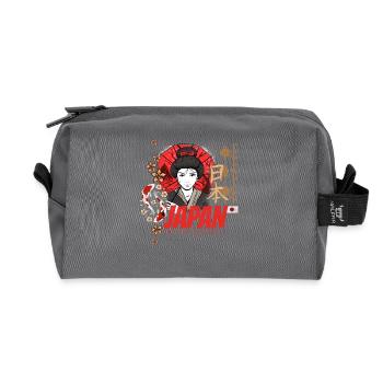 Japan Vintage Design mit Koi und Lotus Souvenir - Recycelte Kulturtasche - Anthrazit - Vorne